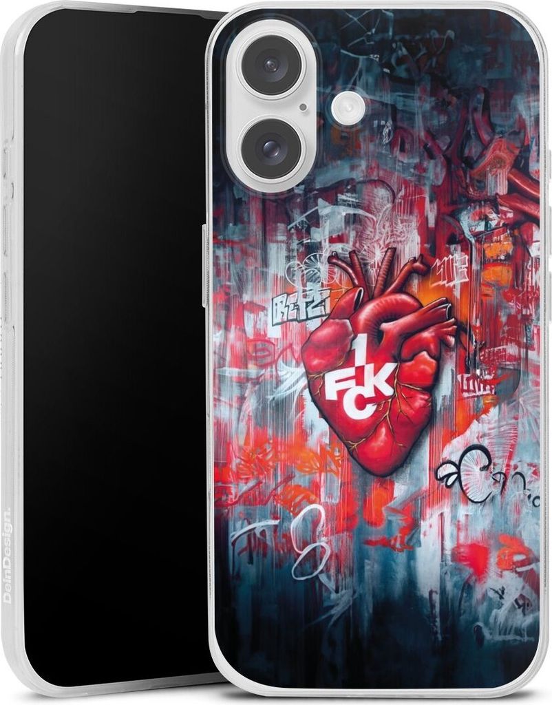 DeinDesign Slim Hülle für Apple iPhone 16 Silikon Case Ultra Dünn Handyhülle 1. FC Kaiserslautern 1. FCK Herz