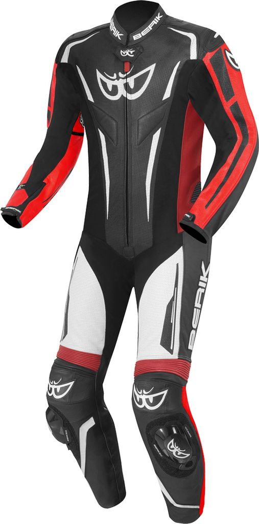 Berik RSF-Teck perforierte 1-Teiler Motorrad Lederkombi, schwarz/weiß/rot, 52