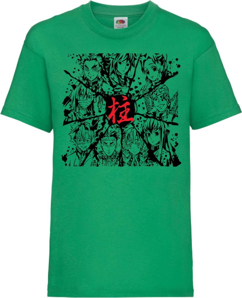 Kinder T-Shirt Demon Anime Slayer Characters List, 12-13 Jahr - 152 / Grün