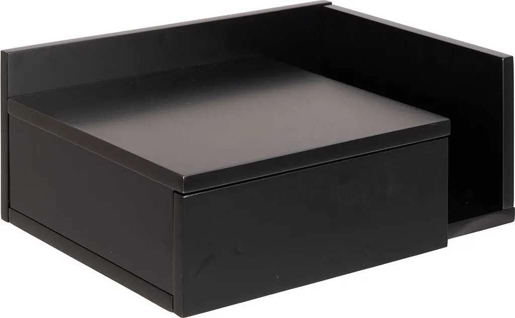 Table de chevet noire Ashlan avec tiroir et niche de rangement - 55cm