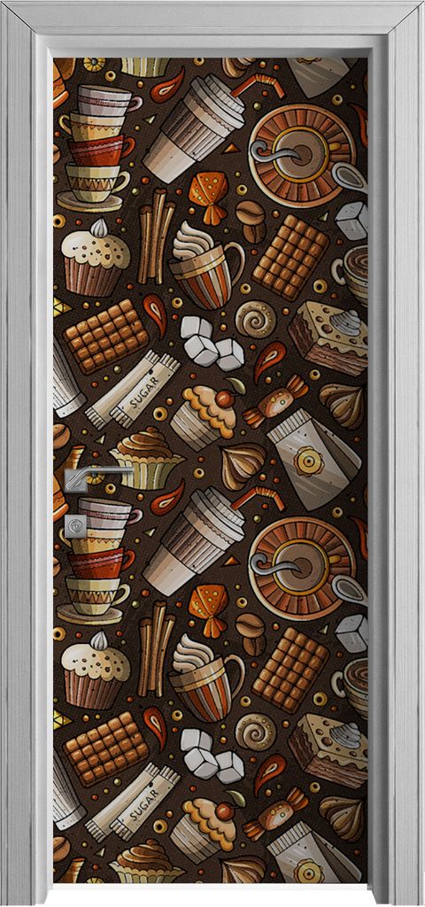 Tür Selbstklebende 80x210 cm Türfolie Türtapete Klebefolie - Kaffee Cafe Tee