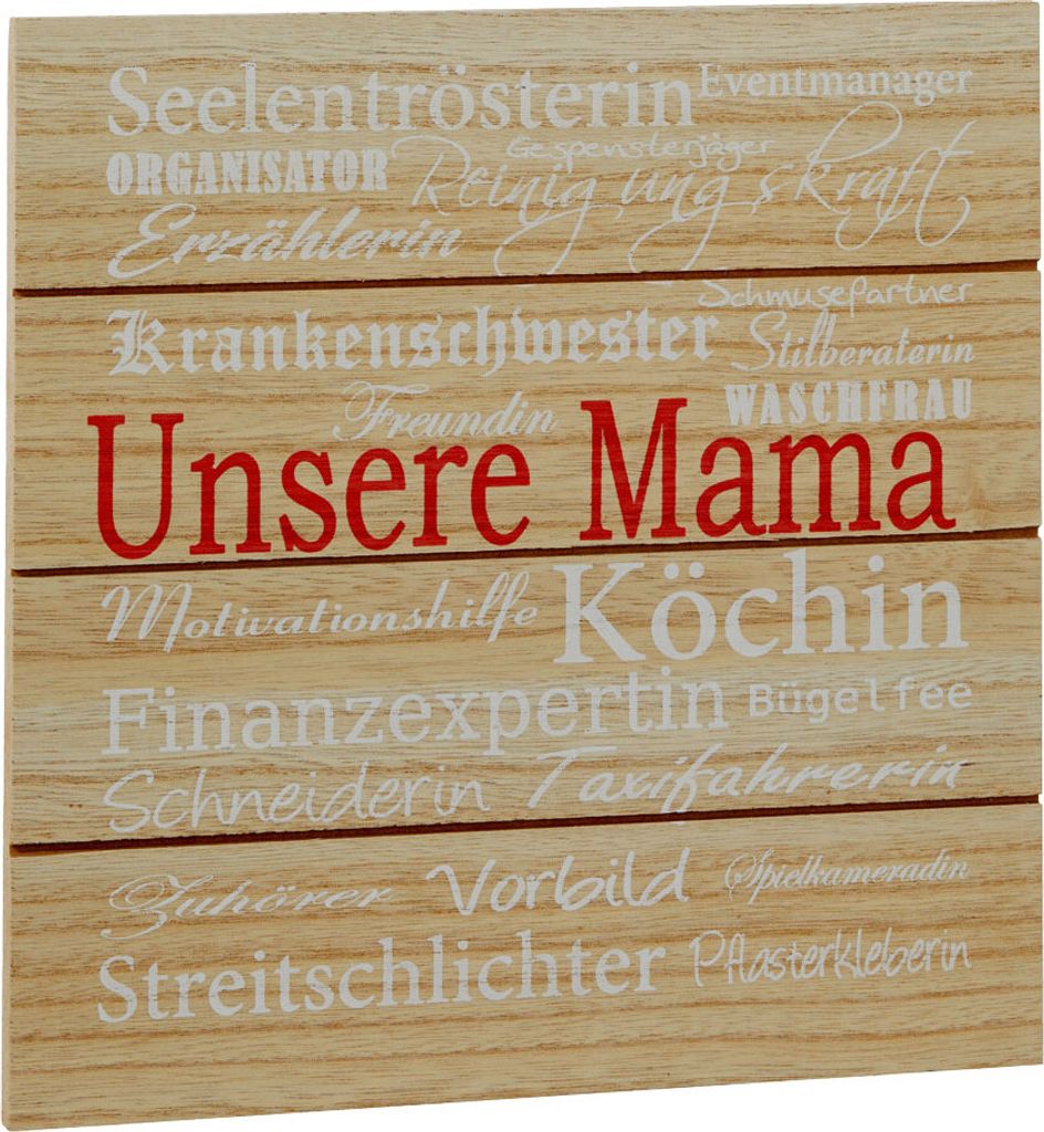 Schild Unsere Mama Dekoschild Wandschild Homage MDF furniert 24 x 24 cm