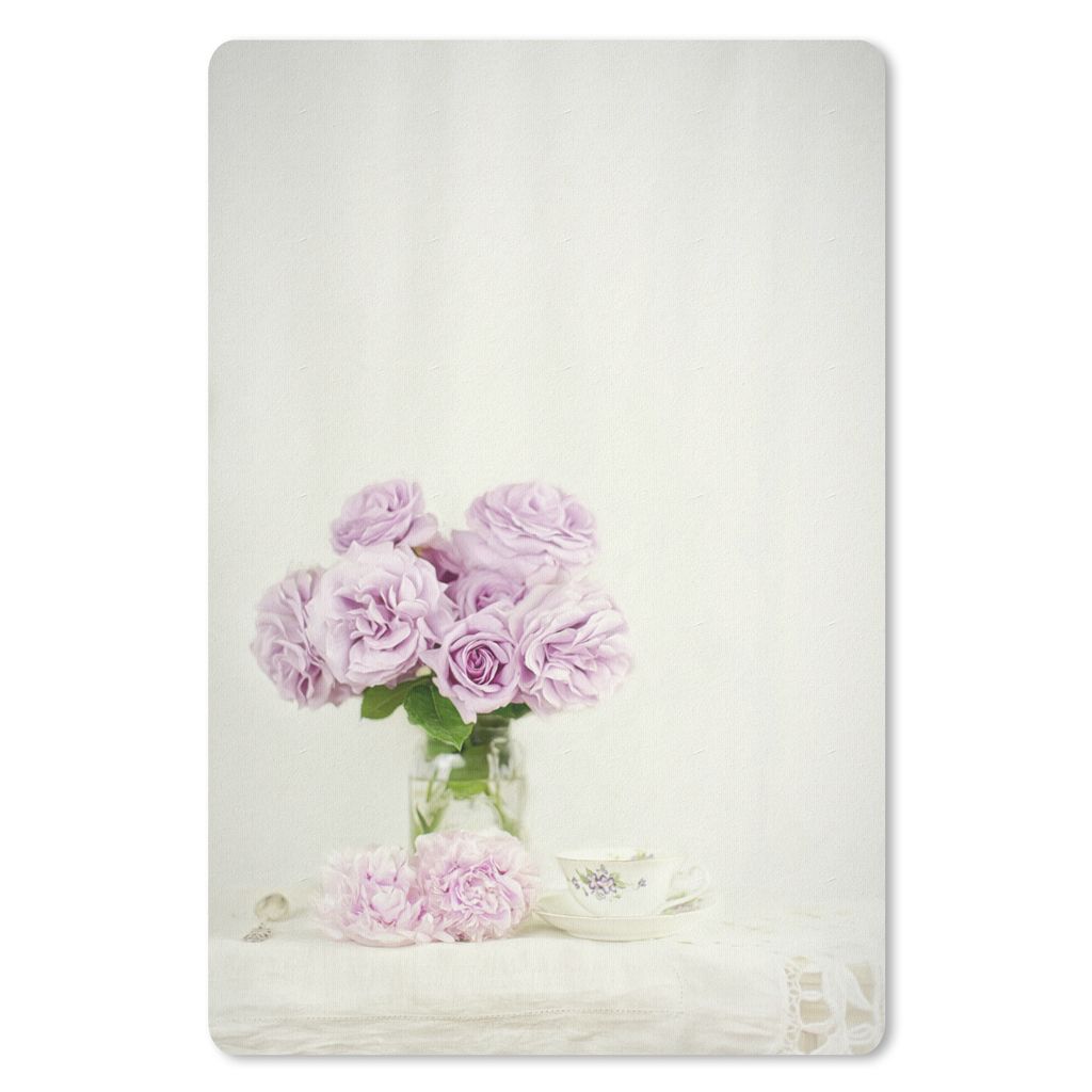 MuchoWow Mauspad Mousepad Blumenstrauß aus rosa Pfingstrosen an einer Teetasse 40x60 cm - Mousepads - Maus Mat - Pad - Mausunterlage - Schreibti...