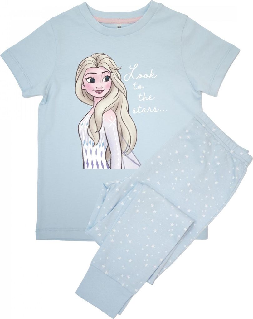 Frozen - "Look To The Stars" Schlafanzug mit langer Hose für Mädchen kurzärmlig BI54062 (116) (Babyblau)