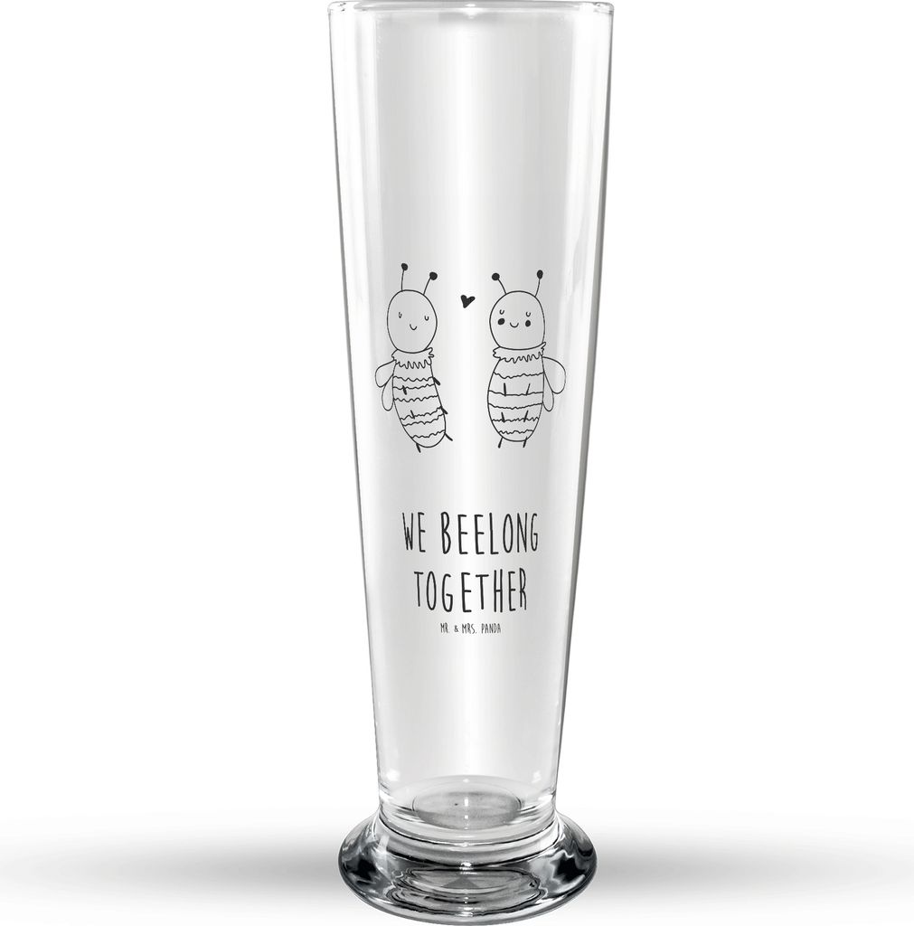 Mr. & Mrs. Panda Bierglas Biene Verliebt - Transparent - Geschenk, Glasbierglas, Bier Glas, Glasbecher, Trinkglas, Bierbecher