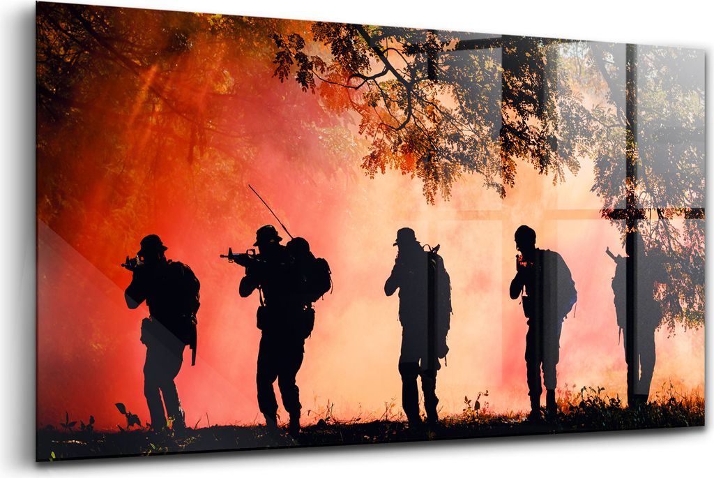 120x60 - Glasbilder - Bilder auf Wandbild - Foto auf Glas - Streitkräfte Kämpfender Patriotismus