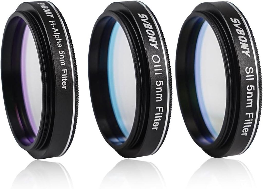 Svbony SV227 Teleskopfilter, 1,25‘’ Schmalband Filter Set, OIII H-Alpha SII 5nm Schmalbandfilter, Teleskopzubehör für Nebelbeobachtung Deep Sky