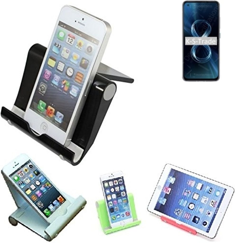 K-S-Trade Handy-Ständer kompatibel mit Asus Zenfone 8 faltbarer Tischständer Smartphone Tablet Halterung Reise