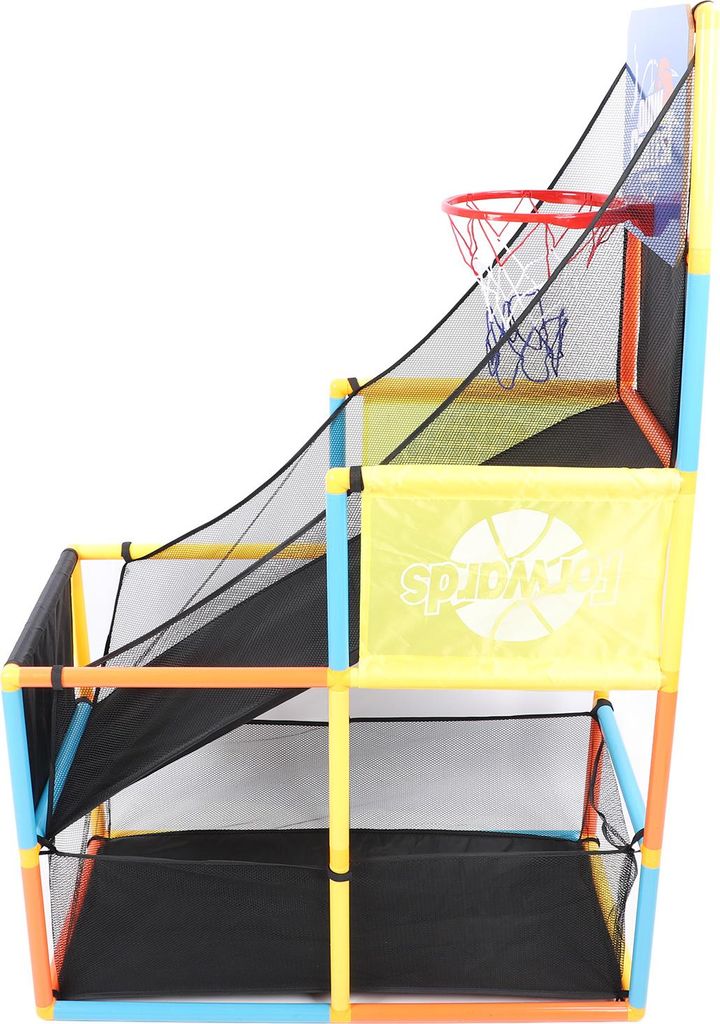 Kinder Basketballkorb Single Shot System Spielset Indoor Outdoor Sportspielzeug mit 2 Bällen Luftpumpe für Kellerraum Hinterhof