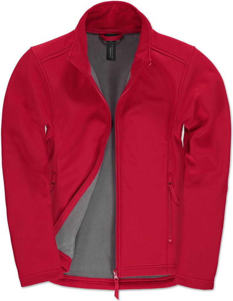 B&C Damen Softshell Jacke Stehkragen Übergangsjacke Freizeit Outdoor, Größe:2XL, Farbe:Red/Warm Grey
