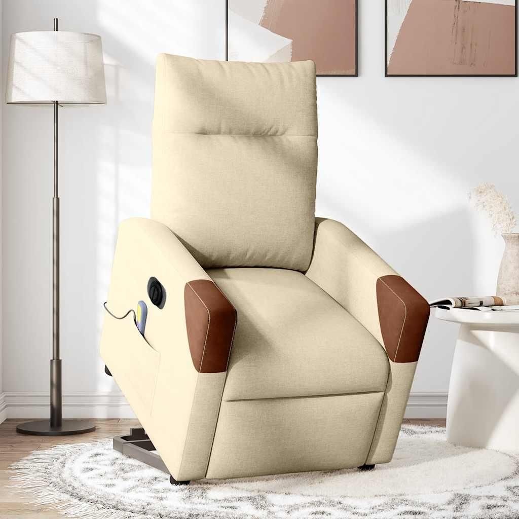 vidaXL Elektrischer Massagesessel mit Aufstehhilfe Creme Produktbild 