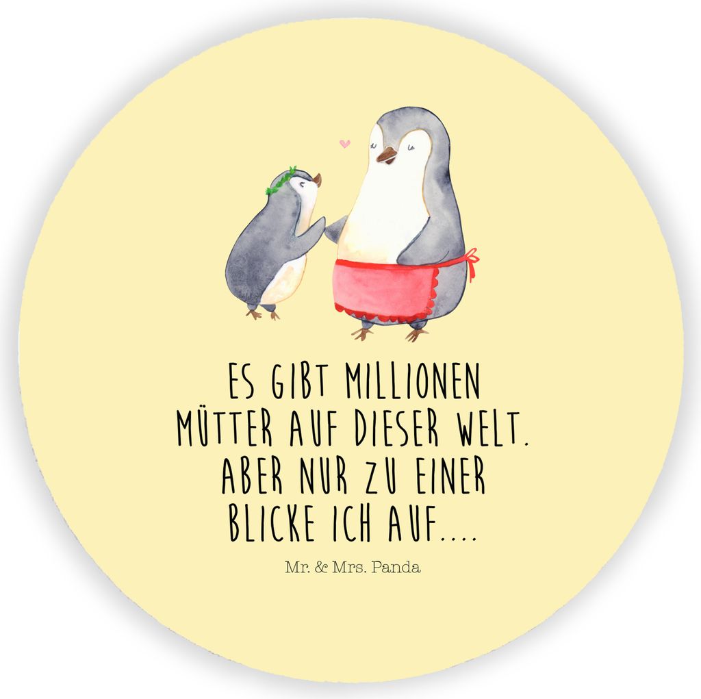 Mr. & Mrs. Panda Kühlschrankmagnet Pinguin mit Kind - Gelb Pastell - Geschenk, Muttertag, magnet, whiteboardmagnet, für fotos, Mama, Mutter, Schw...