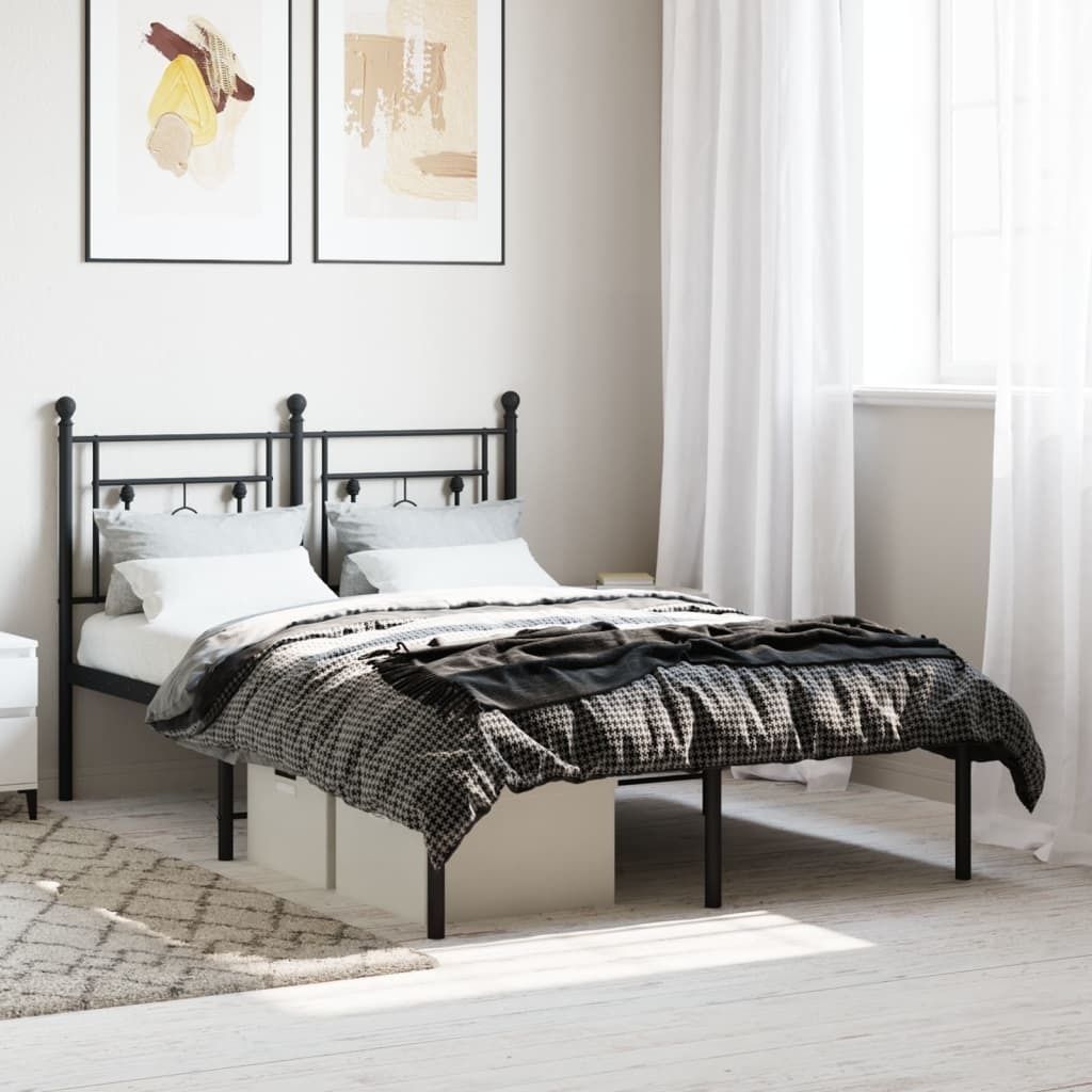 CLORIS Bettgestell Bettrahmen mit Kopfteil Metall Schwarz 120x190 cm, 20,05 kg