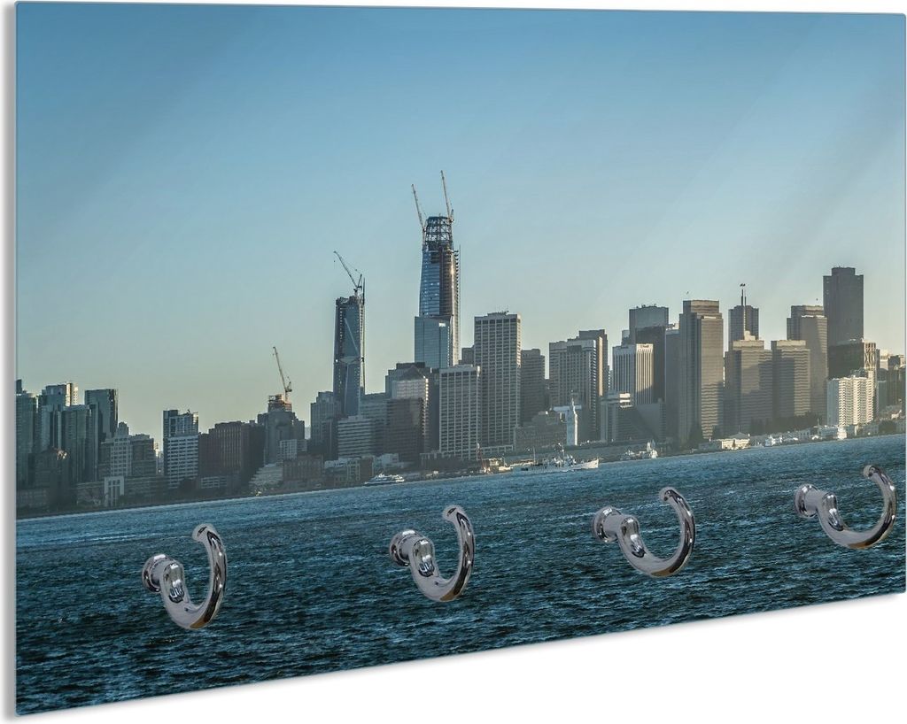 Wallario Schlüsselbrett aus Glas, Motiv: Skyline von San Francisco, 30 x 20 cm mit 4 Haken