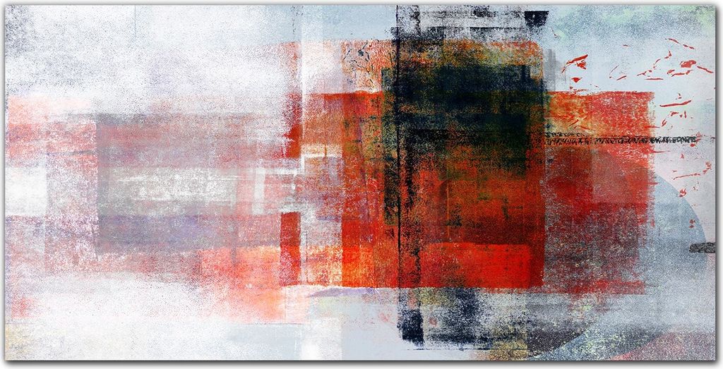 Coloray Bild aus Acryl 140 cm x 70 cm - Gehärtetes Acryl Bild auf Acrylglas Wohnzimmer Küche Dekoration Wanddekoration - Grau Rot Abstraktion