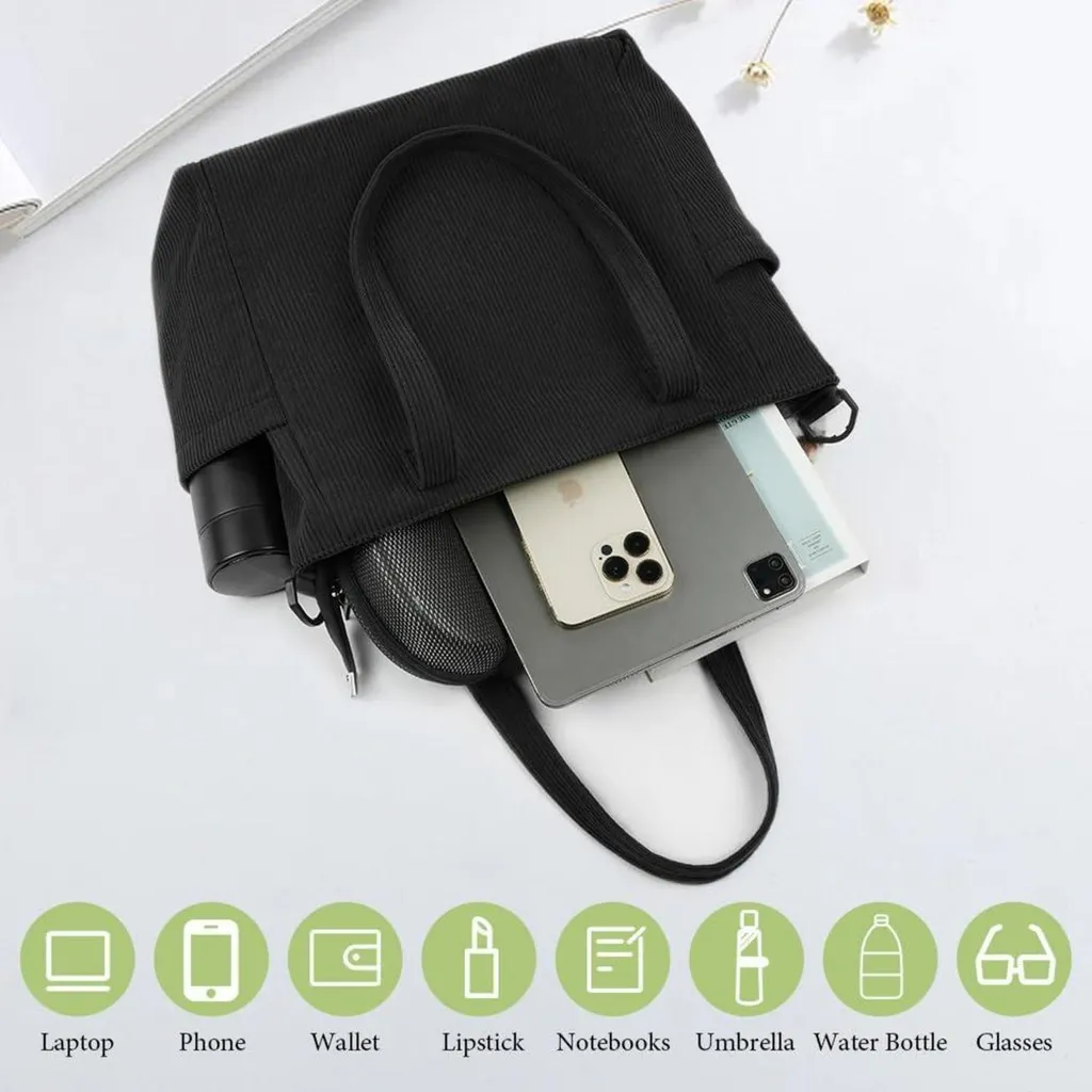 Borsa Università Donna Velluto: Tote Bag Capiente per PC e Libri - 5