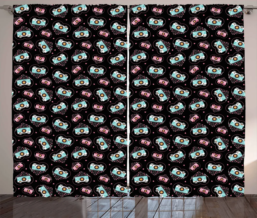 Tende Shabby Chic ABAKUHAUS Blu e Rosa - Cuori San Valentino 280x175