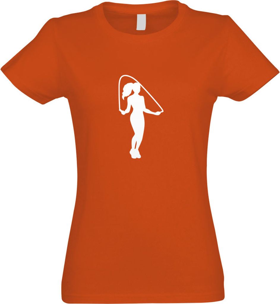 Kiwistar - T-Shirt tailliert - Damen - orange - Seilspringen Figur Sport - mit Motiv Bedruckt - Funshirt Design - Sport - Freizeit - Damen - L