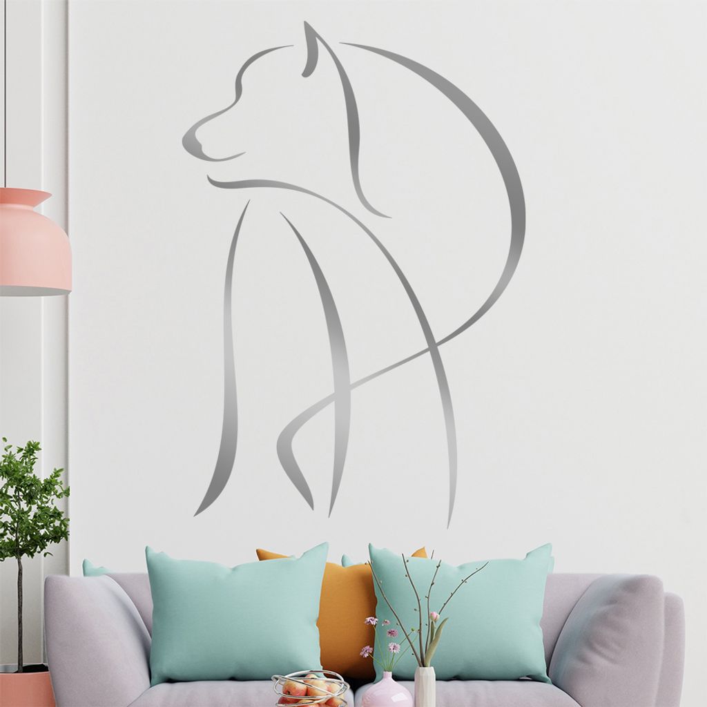 Wolf Linien - Wölfe Wandtattoo in 6 Größen - Wandaufkleber Wall Sticker - Dekoration, Küche, Wohnzimmer, Schlafzimmer, Badezimmer