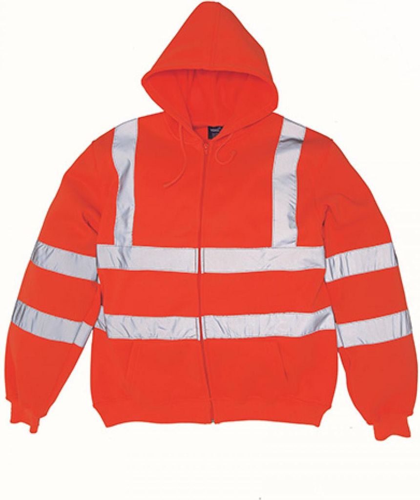 YOKO HVK07 | Herren Hi Vis Zip Hoodie / EN ISO20471 Klasse 3 - Farbe: Hi-Vis Orange - Größe: 3XL
