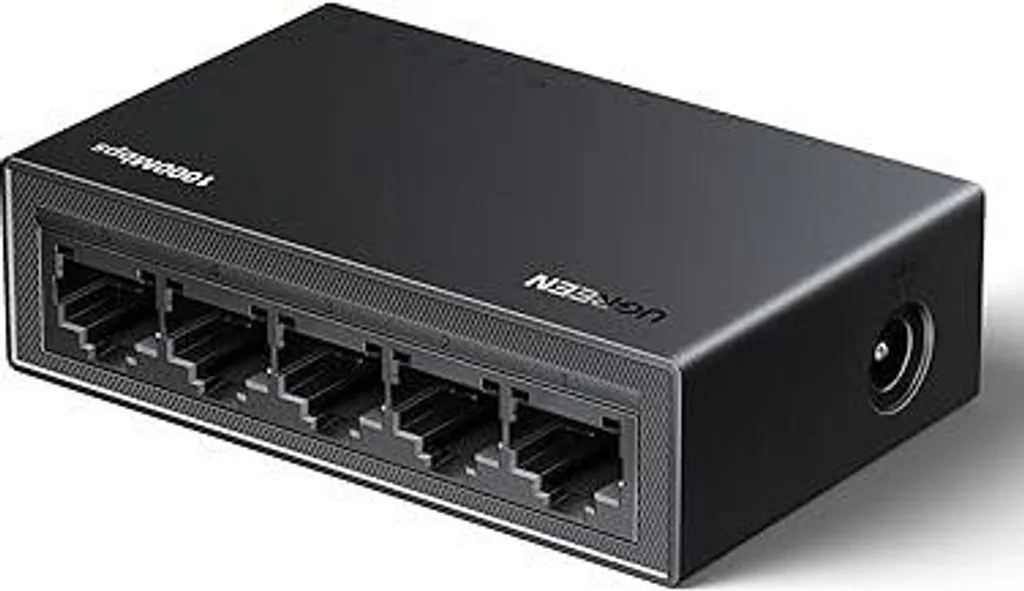 UGREEN LAN Switch Switch di rete a 5 porte Switch Gigabit velocità automatica di 10/100/1000 Mbps, adattamento duplex, plug-and-play, switch Ethernet per TV/laptop/switch/router/monitor