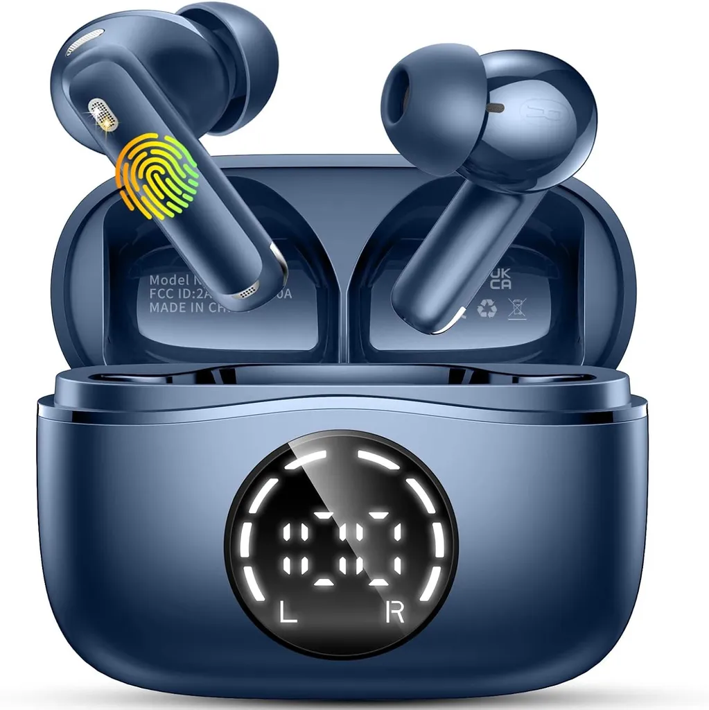 Bluetooth 5.4 In-Ear Kopfhörer 50 Std, Kabellos, Hi-Fi Stereo, 4 ENC Mikrofone, IP7 Wasserdicht, LED-Akkuanzeige, USB-C Schnellladung, Touch-Steuerung