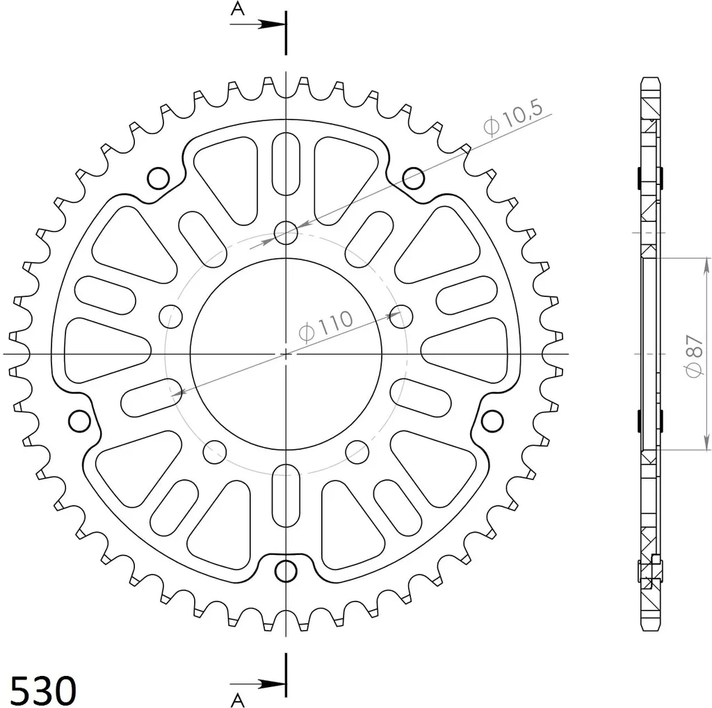 Couronne moto 48 dents Supersprox Stealth 530 Or contre l'usure