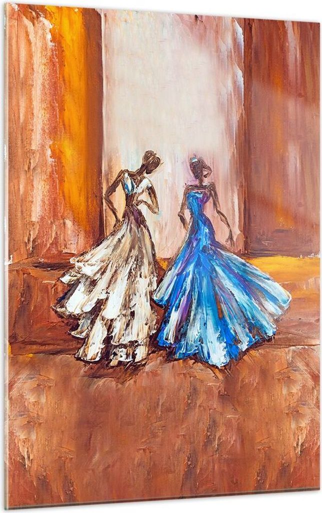 Bilder auf glas - Einteilig - Frauen Kleider Öl - 50x70cm - Glasbilder - Wandbilder - Bilder - zum Aufhängen bereit - Wanddekoration aus Glas - G...