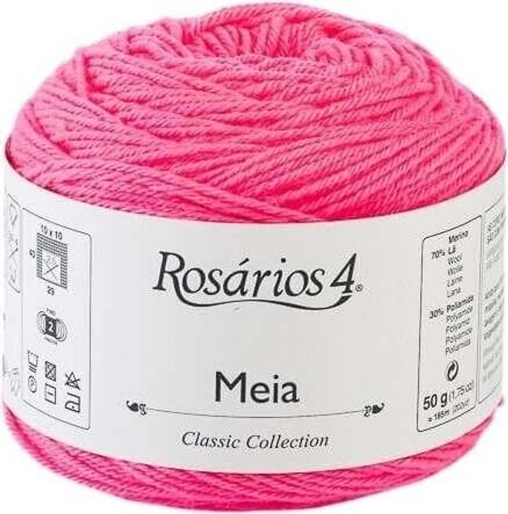 Rosários 4 Meia 34 Neon Pink Strickgarn