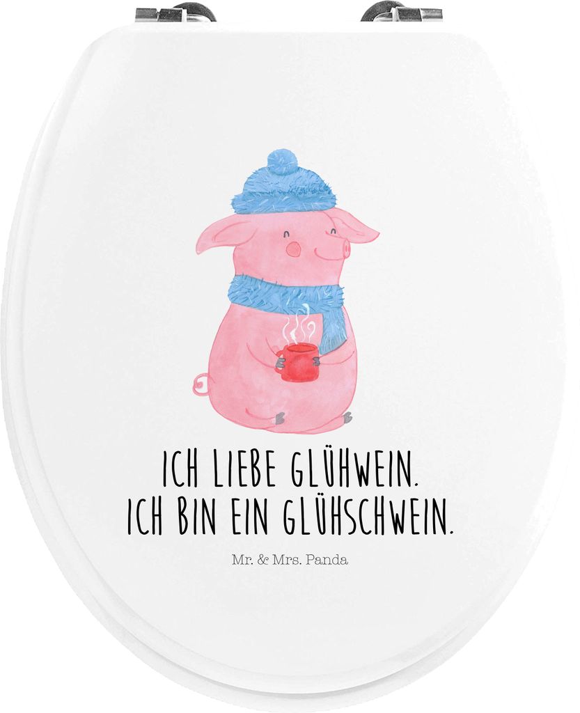 Mr. & Mrs. Panda Klo-Deckel Schwein Glühwein - Weiß - Geschenk, Nikolaus, Punsch, WC Sitz, Weihnachtsmarkt, Toilettendeckel, Glühschwein, mdf, K...