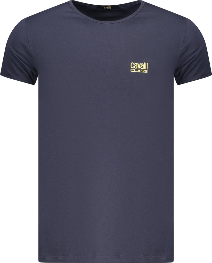 Herren Kurzarm T-Shirt Blau mit Print und Rundhalsausschnitt