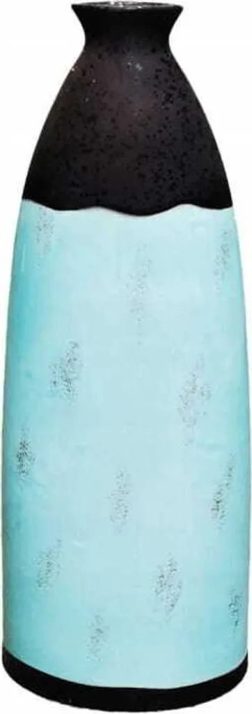Grand vase décoratif en céramique turquoise 56 cm - Design artisanal