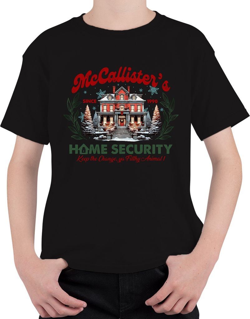 McCallister's Home Security Kevin Allein Zuhause - Weihnachten Christmas Xmas Uni Kinder T-Shirt, Schwarz, 128