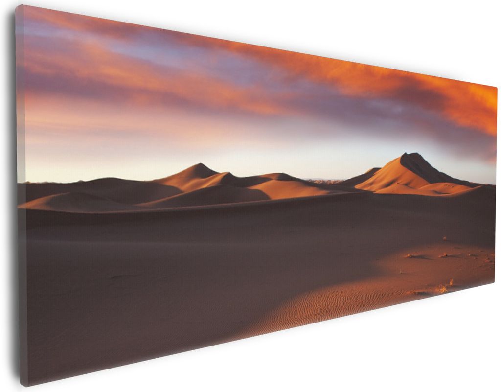 Wallario Premium Leinwandbild Sahara Wüste II - Sanddünen im Sonnenuntergang in Größe 30 x 75 cm