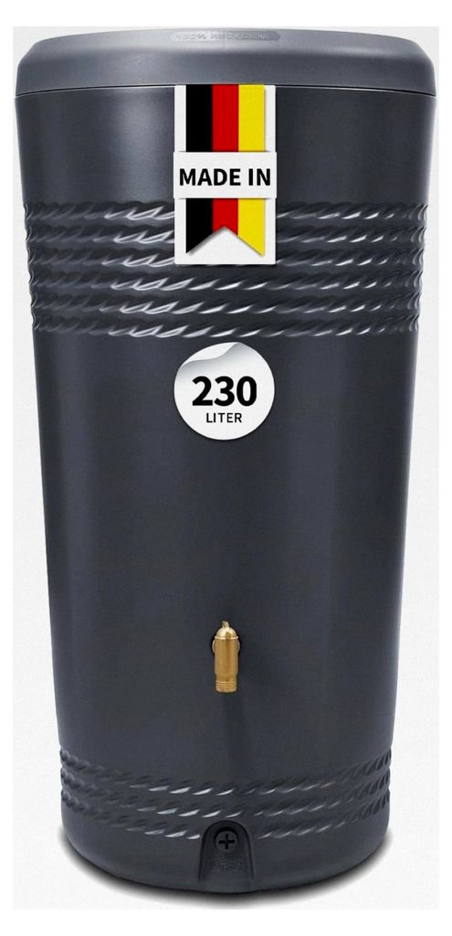 Milo 2in1 Regentonne 230 Liter Graphitgrau mit Pflanzschale - Wandtank, Wassertank, Regenfass, Wasserbehälter für den Garten