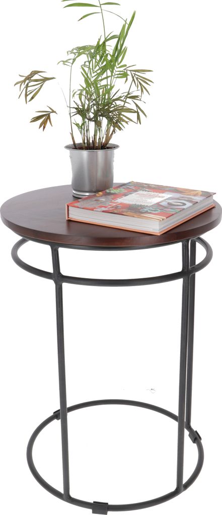 Beistelltisch, Kaffeetisch Rund mit Metallfüßen - Modell 8, Braun, Holz, 56*40*40 cm, Kaffeetische & Bodentische