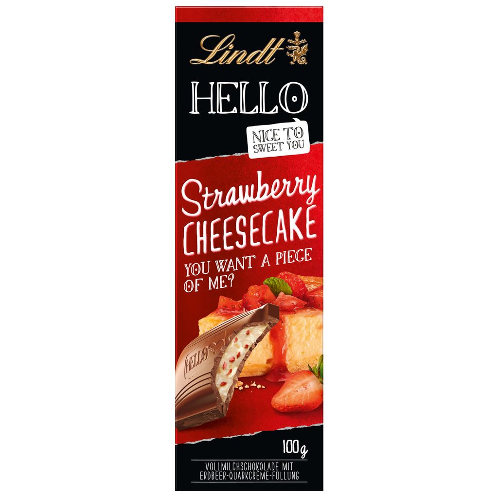 Lindt Hello Tafel Strawberry mit knusprigen Oat Crumble Stückchen 100g
