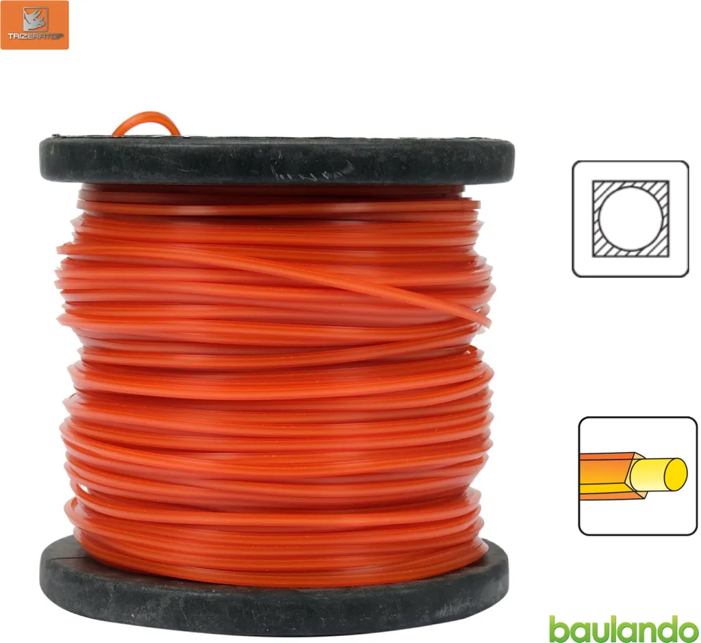 Filo per falciatura, filo per decespugliatore, quadrato con anima interna 2,7 mm x 70 m