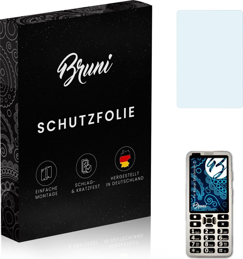 Bruni Basics-Clear 2x Schutzfolie kompatibel mit Kapsys Smartvision 3 Folie