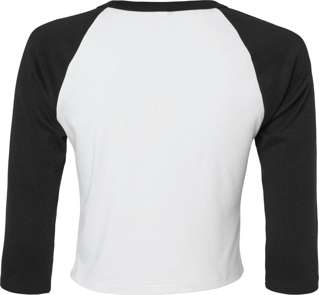 Bella + Canvas - T-Shirt für Damen, Raglanärmel, Mikro Rippen, 3/4 Ärmel BC7246 (XL) (Weiß/Rot)