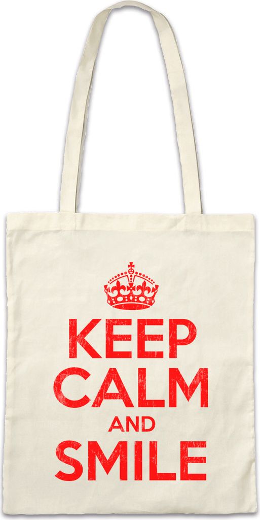 Urban Backwoods Keep Calm And Smile, Stofftasche, Farbe: Beige
