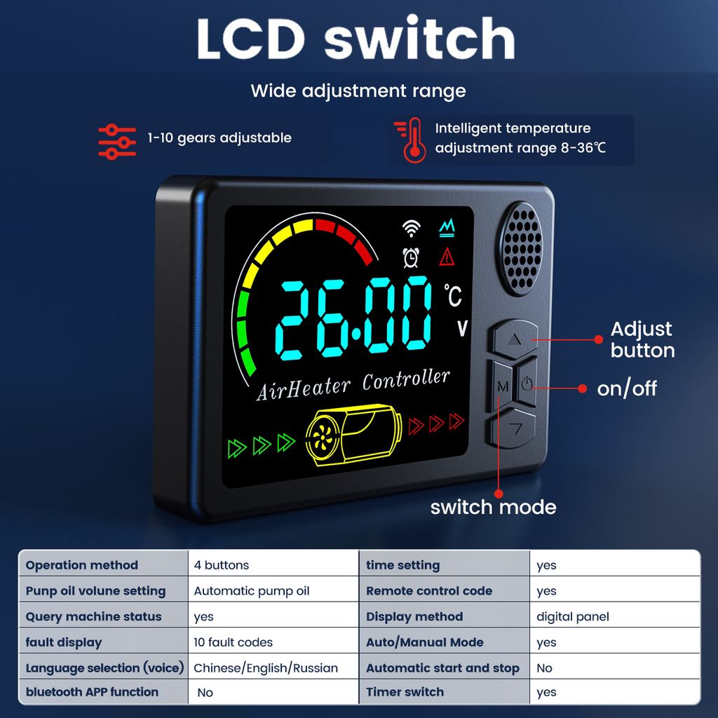 12V 24V Diesel Luft Heizung LCD Monitor Schalter & Fernbedienung