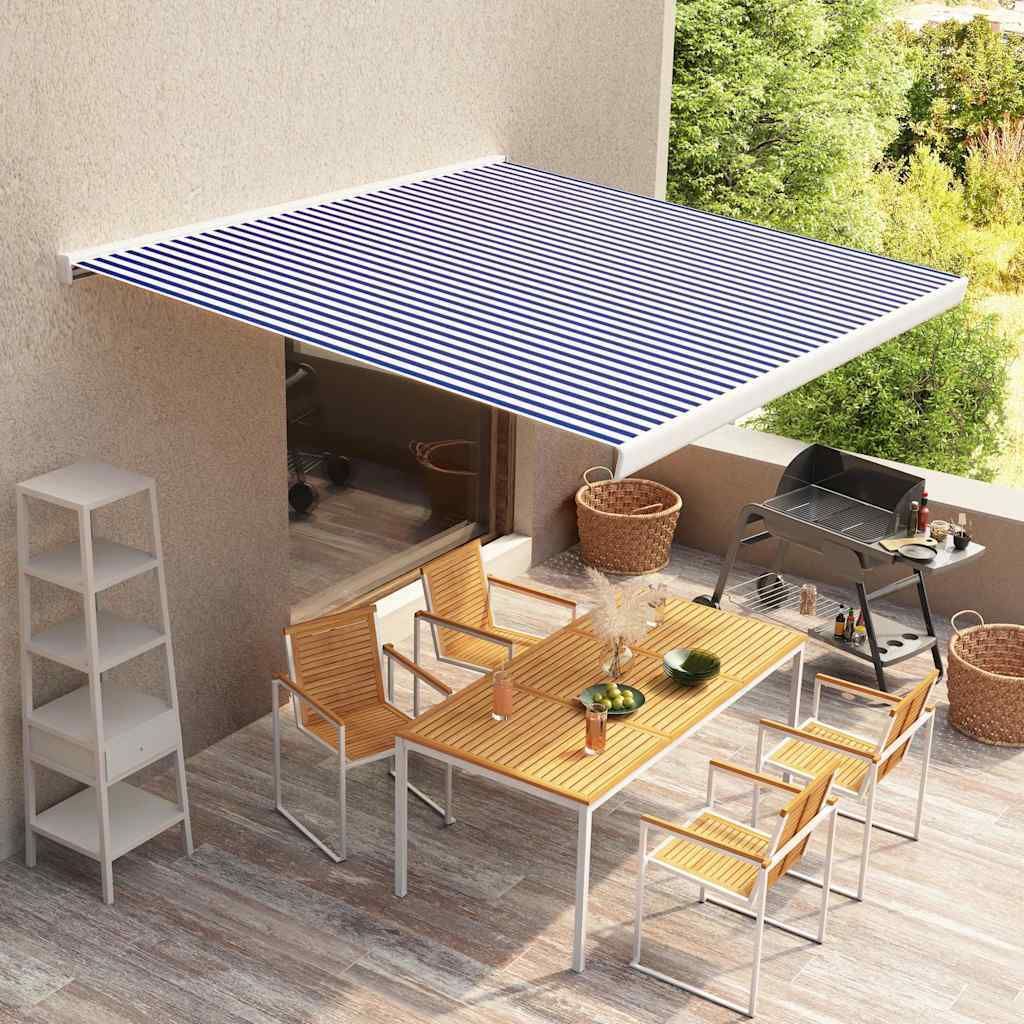 Maison Exclusive - Markisenbespannung Canvas Blau & Weiß 400x300 cm