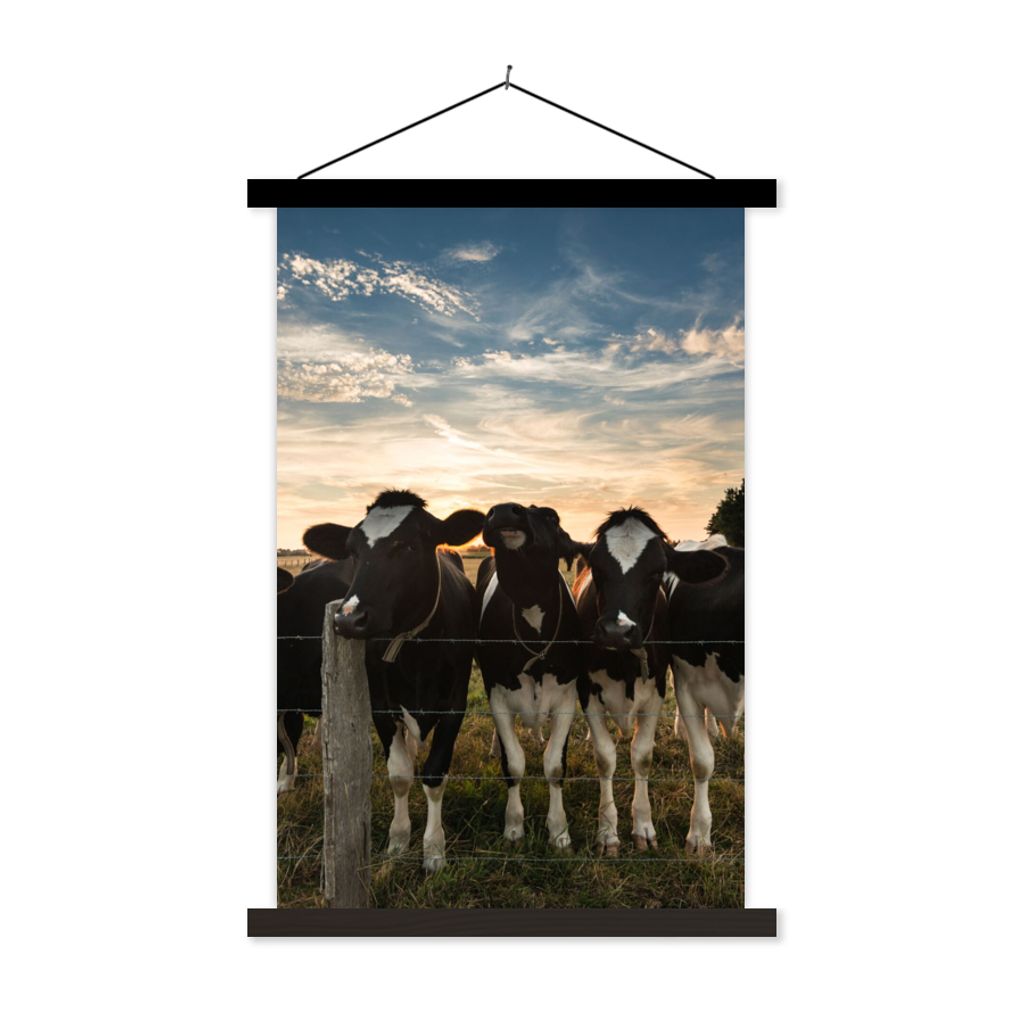 MuchoWow Textilposter Tiere - Kuh 40x60 cm mit schwarzem Rahmen - Wanddekorationen