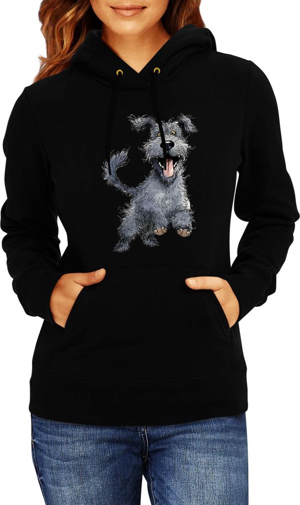 Damen Kapuzenpullover Funny Dogs Breeds Kerry Blue Terrier Dog Breed, Lady XL / Schwarz