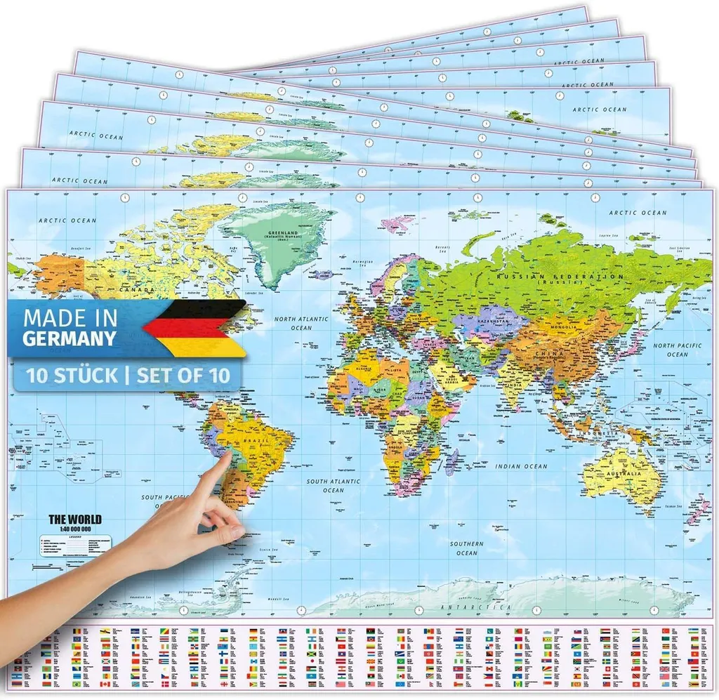 Poster Mappa Mondo 3D XXL 140x100 | Wall Decor Casa Moderna