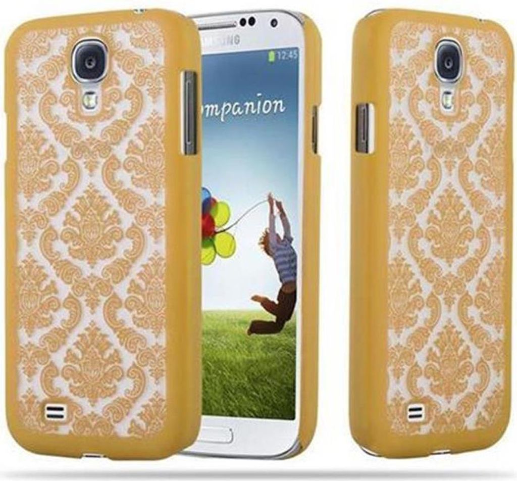 Cadorabo Hülle für Samsung Galaxy S4 Schutz Hülle in Gold Hard Case Schutzhülle Blumen Etui Handyhülle