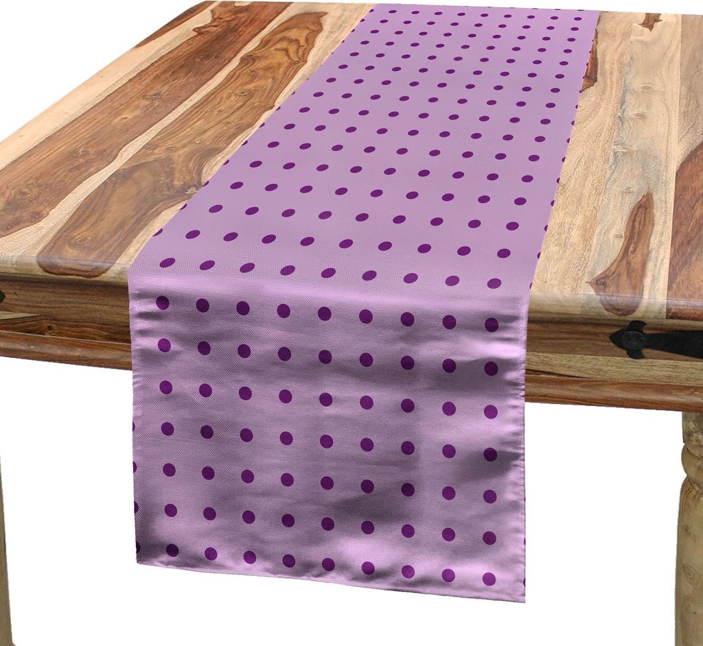 ABAKUHAUS Mauve Tischläufer, Retro Polka Dots Hintergrund nostalgische stilisierte weibliche Mädchen Mode Artsy Muster, 40 x 180 cm, Lila Pflaume