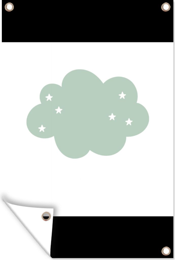 MuchoWow 40x60 cm Outdoor-Poster Gartendeko Sichtschutz Garten Poster für den Garten Wolke - Mädchen - Jungen - Sterne - Pastell - Kind