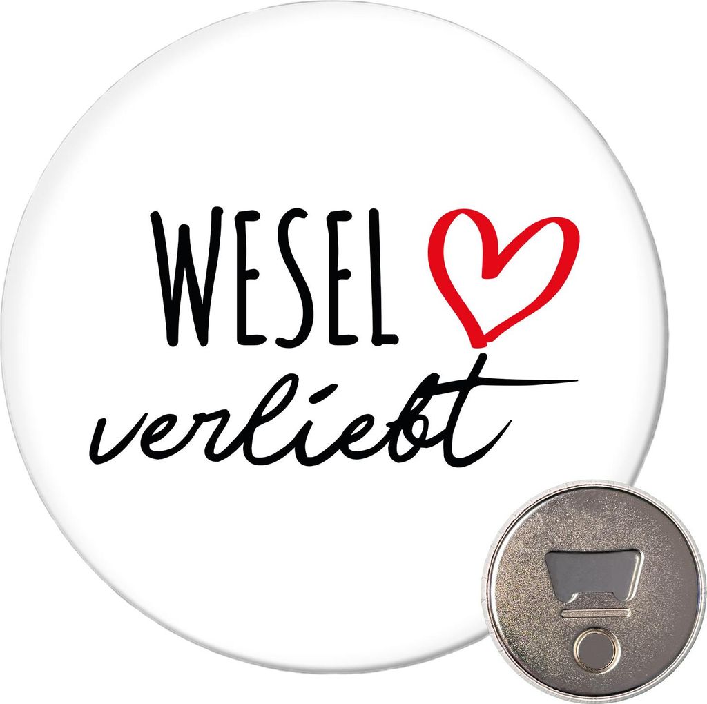 Huuraa Magnet Wesel verliebt 59mm Kühlschrankmagnet rund Flaschenöffner Geschenkidee